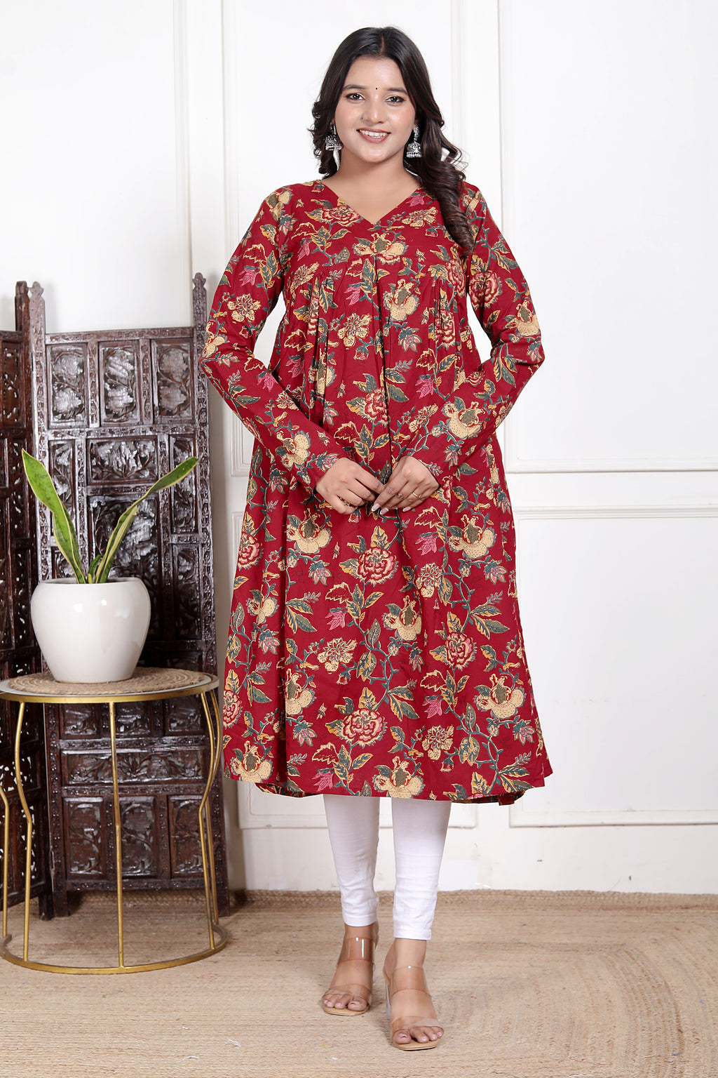 Red alia cut anarkali