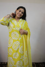 Lemon yellow 3 pice suit set