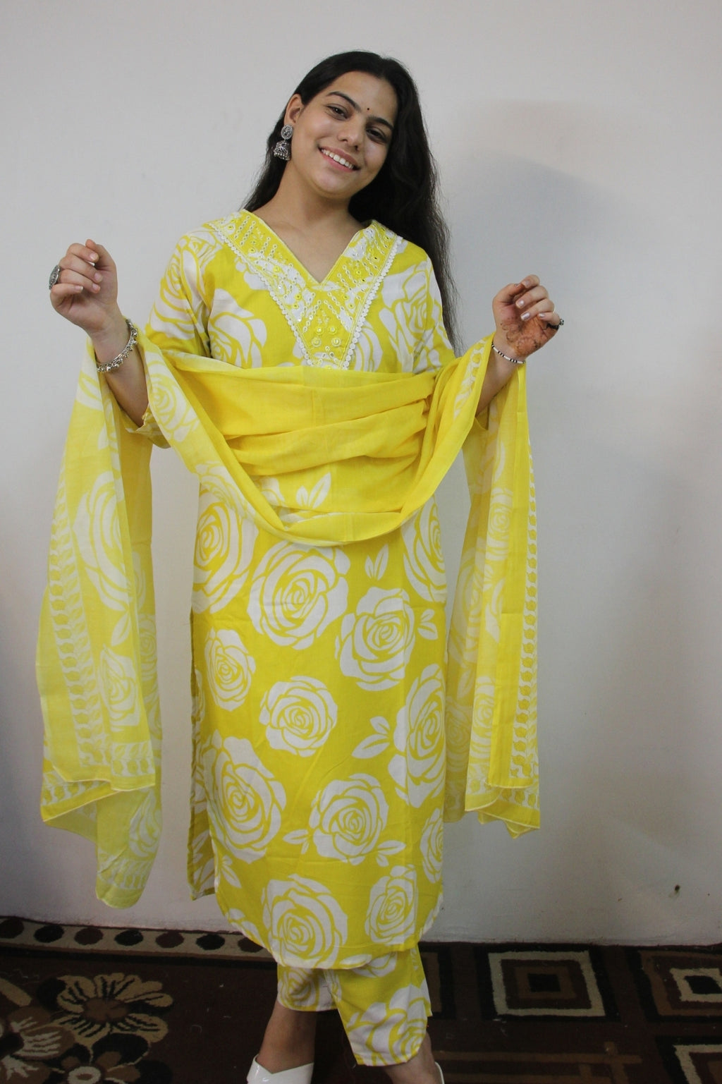 Lemon yellow 3 pice suit set
