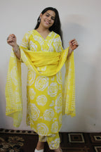 Lemon yellow 3 pice suit set