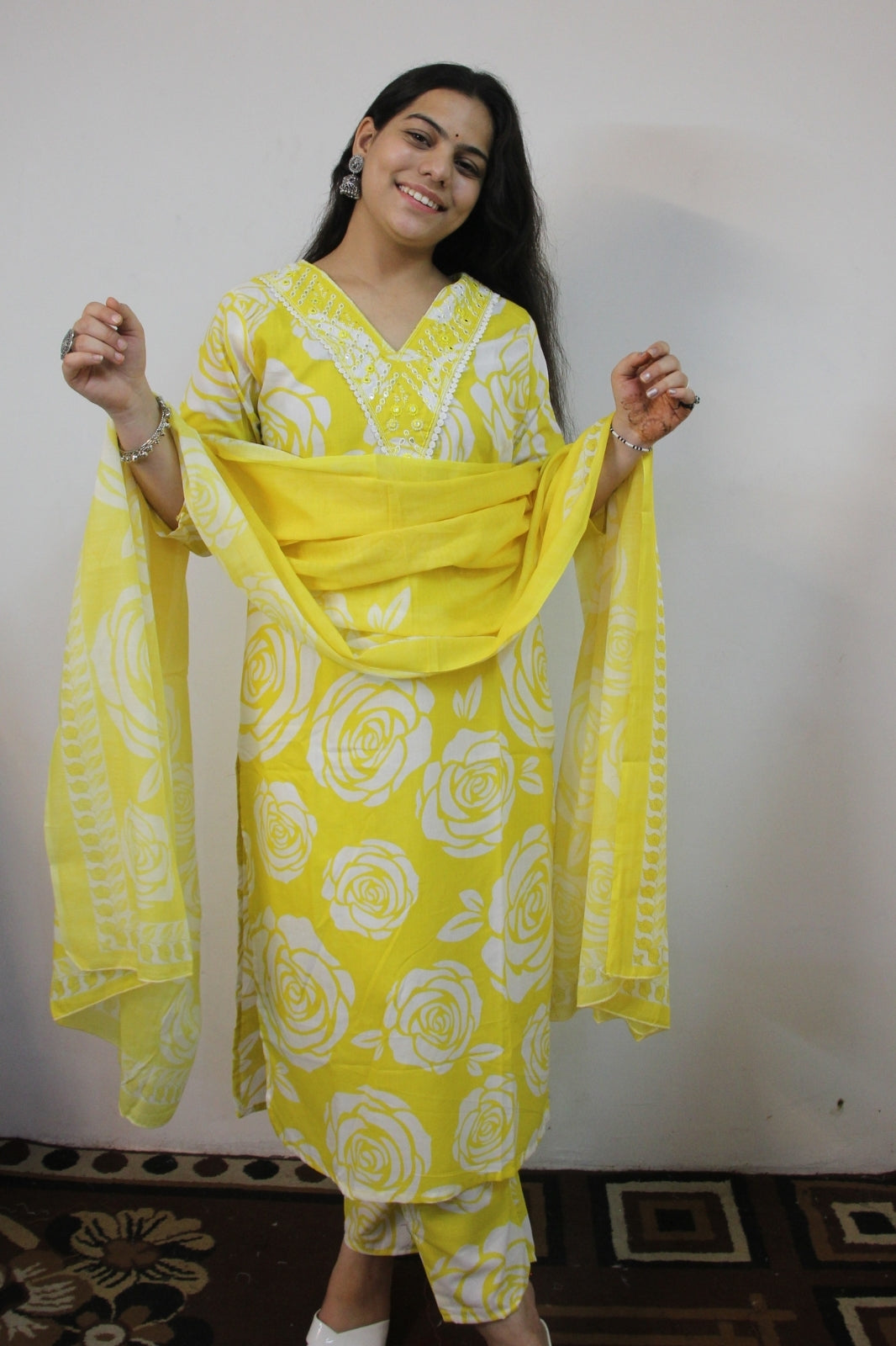 Lemon yellow 3 pice suit set