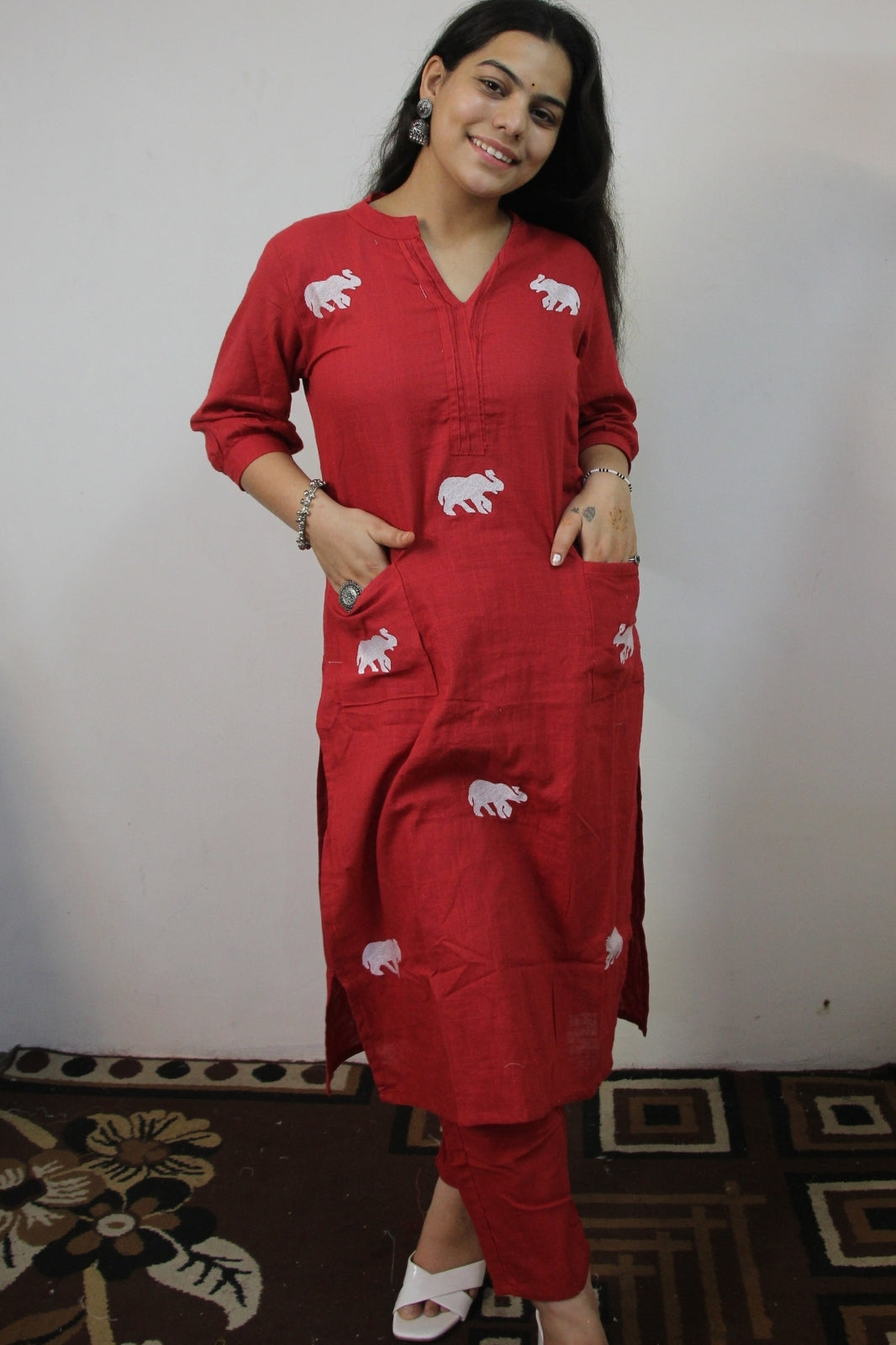 Bold & Beautiful Red Elephant A-Line Cord Set