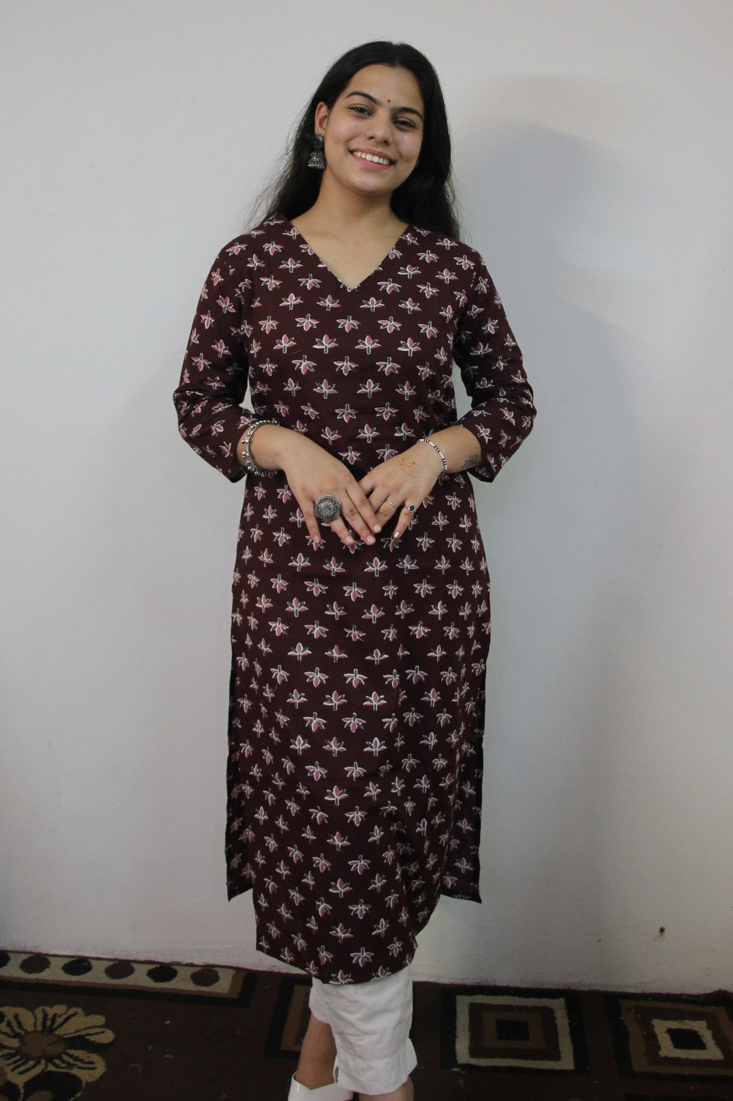 Mahroon colour straight cut kurti