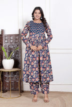 Indigk ble long anarkali cord set