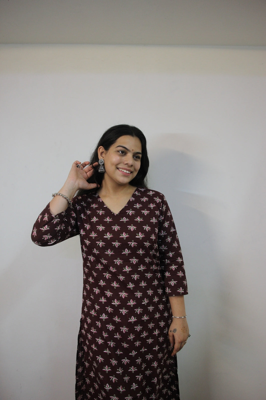 Mahroon colour straight cut kurti
