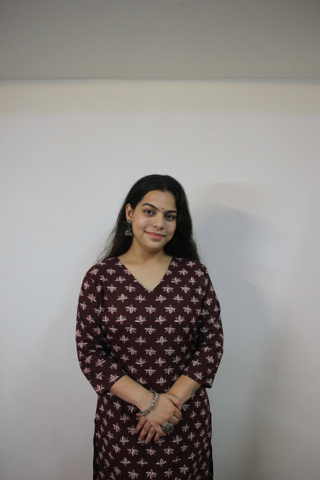 Mahroon colour straight cut kurti