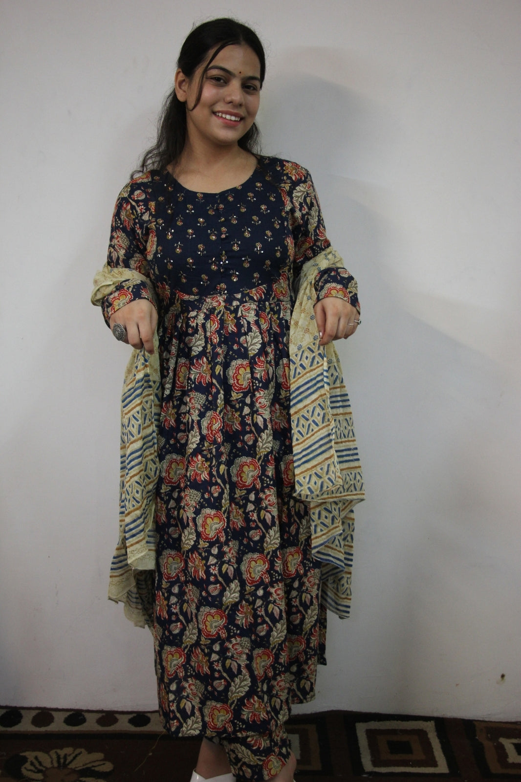 Bagru Print Suit Set with Cotton Dupatta