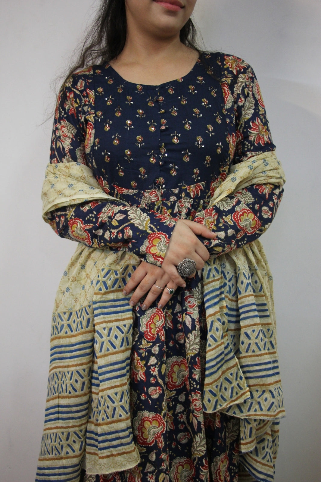 Bagru Print Suit Set with Cotton Dupatta