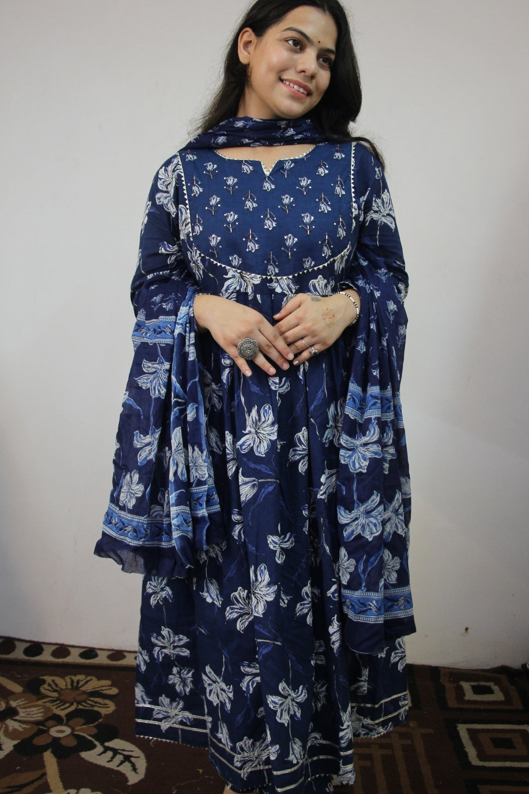 Blue Floral 3-Piece Suit Set