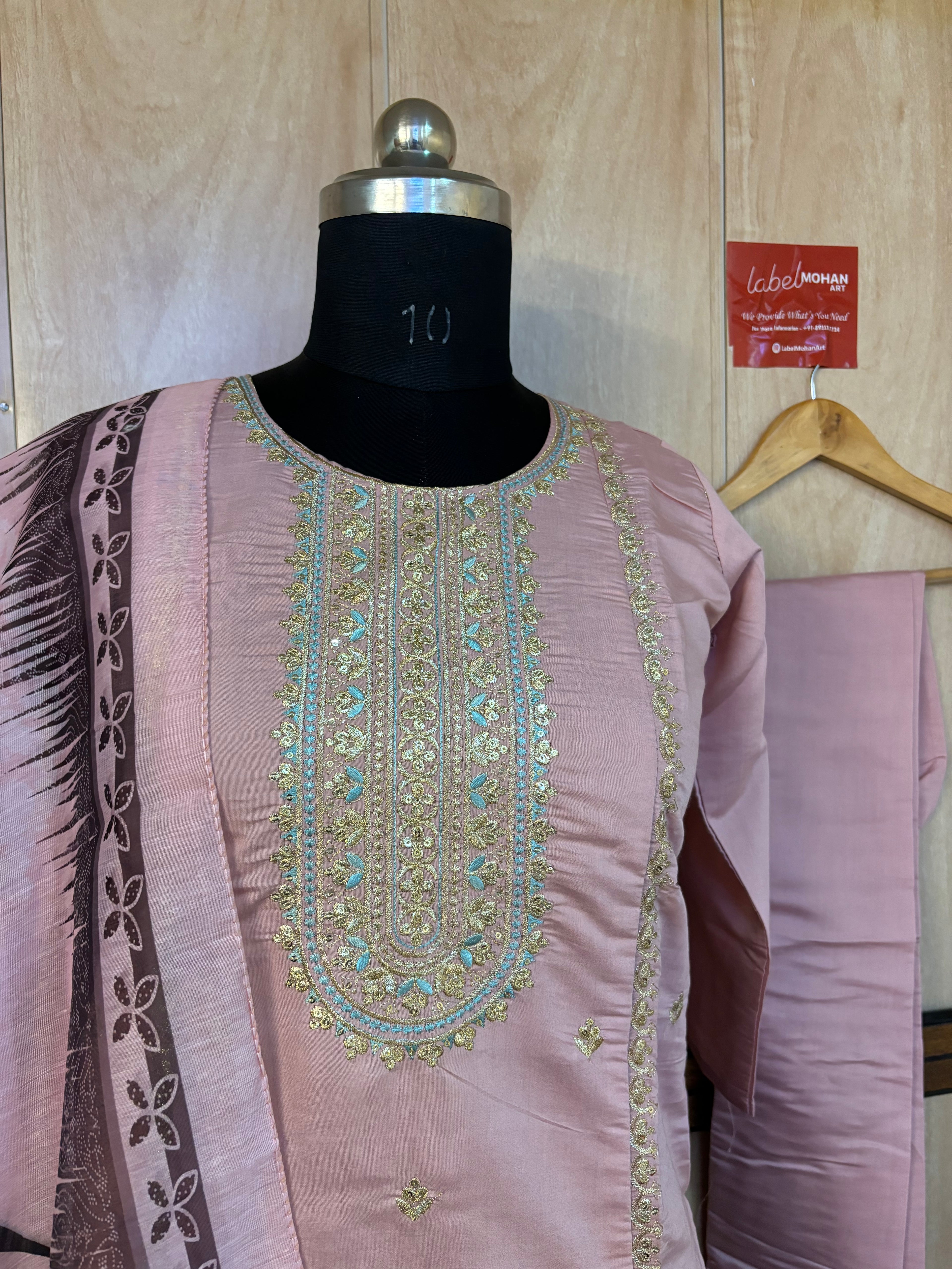 Pink straight silk suit set
