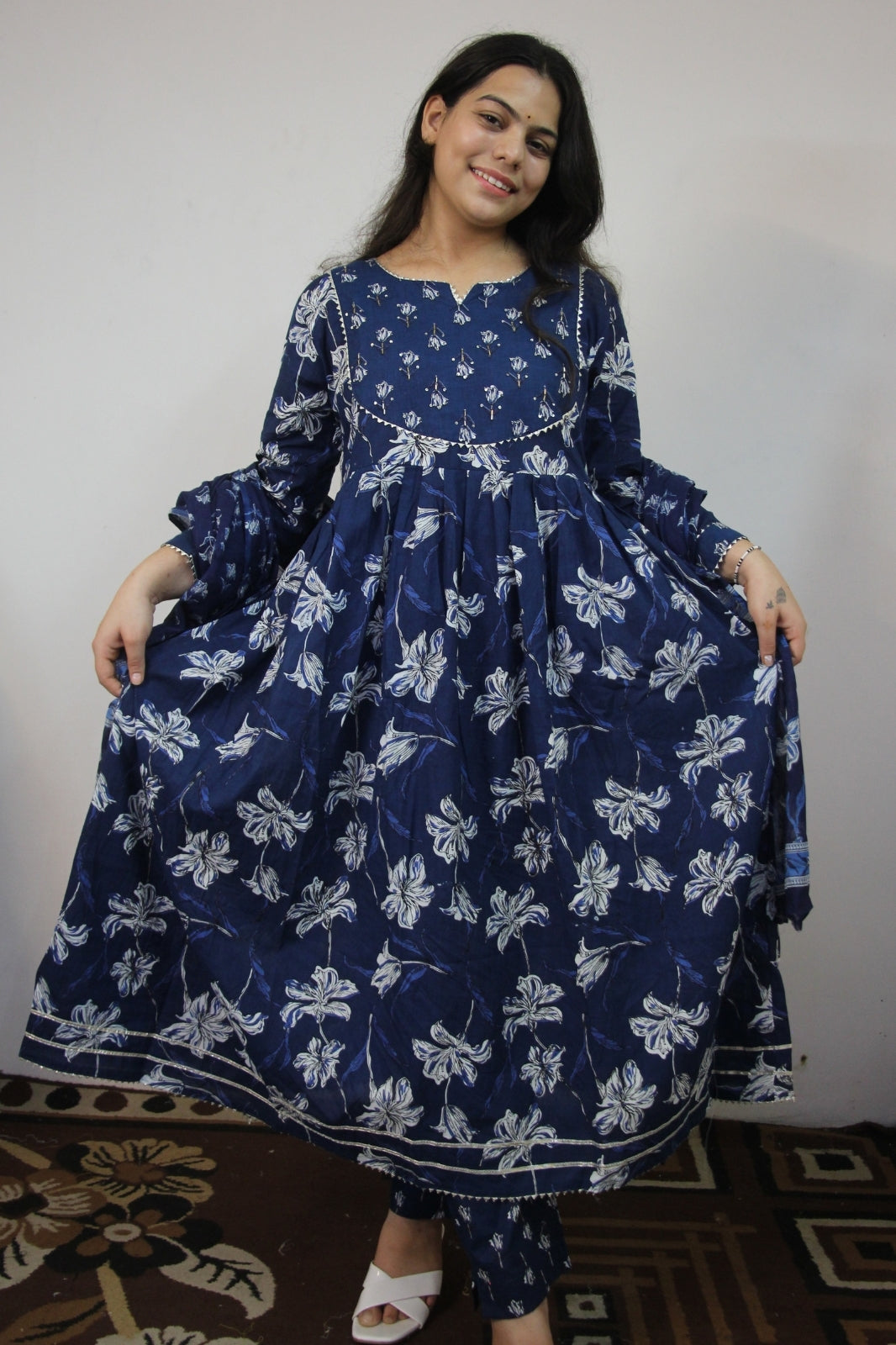 Blue Floral 3-Piece Suit Set