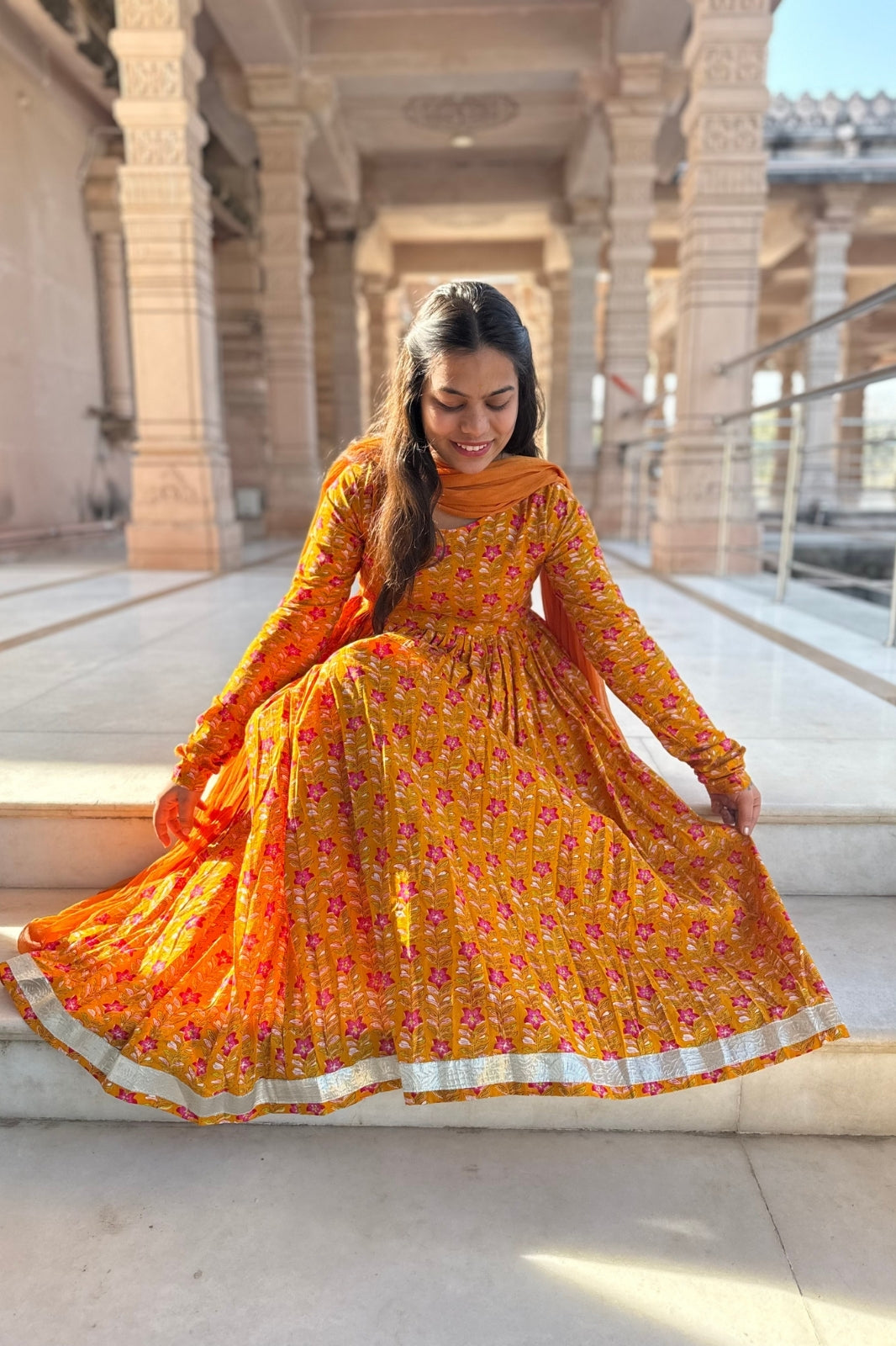 Vibrant Orange 3 Piece Suit Set