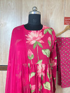 Pink floral 3 pice suit set
