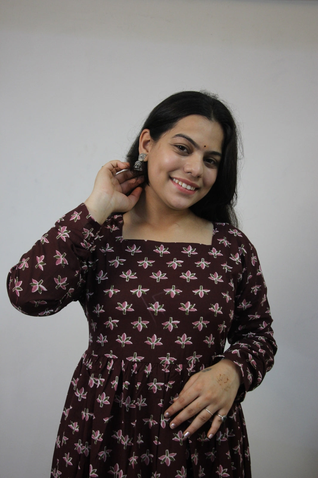 Maroon Square Neck Anarkali