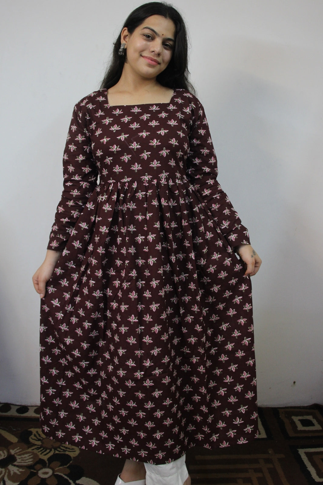 Maroon Square Neck Anarkali