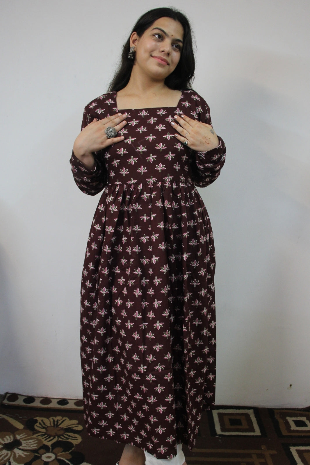 Maroon Square Neck Anarkali
