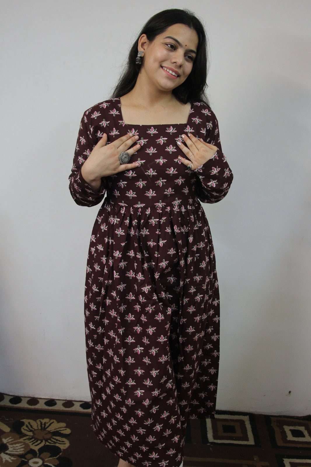 Maroon Square Neck Anarkali