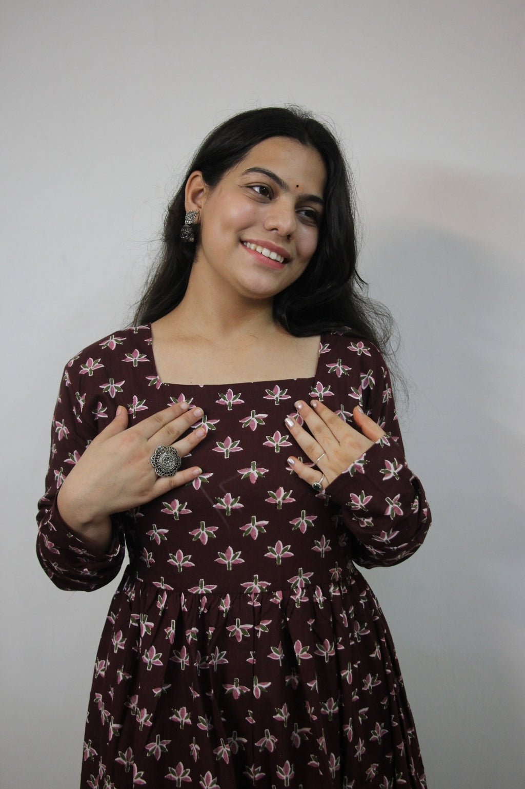Maroon Square Neck Anarkali