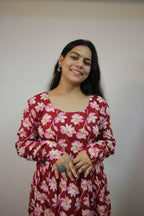 Pink Floral Cotton Anarkali