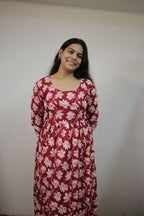 Pink Floral Cotton Anarkali