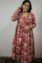 Blood Red Cotton Alia Cut Anarkali