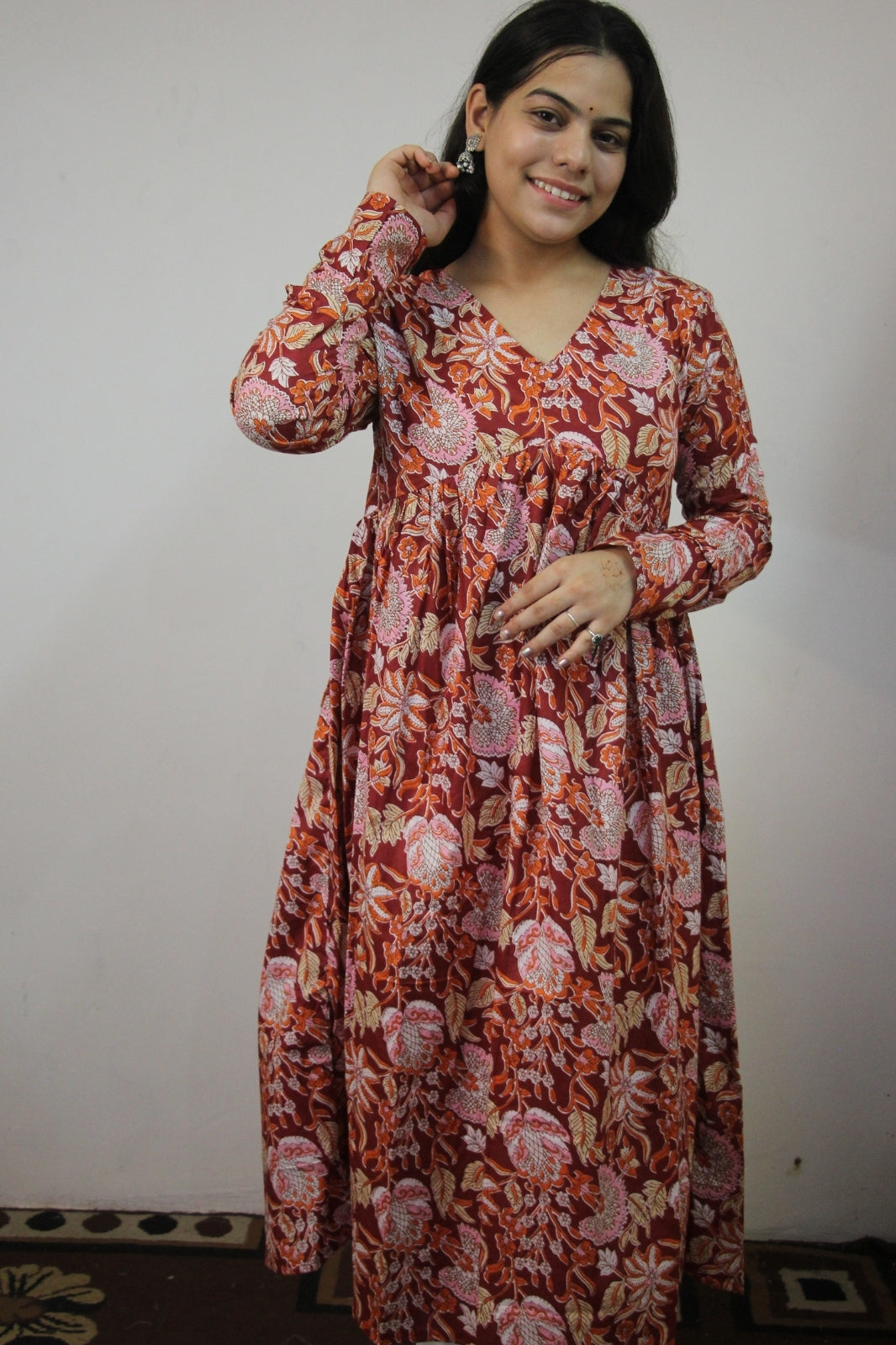 Blood Red Cotton Alia Cut Anarkali