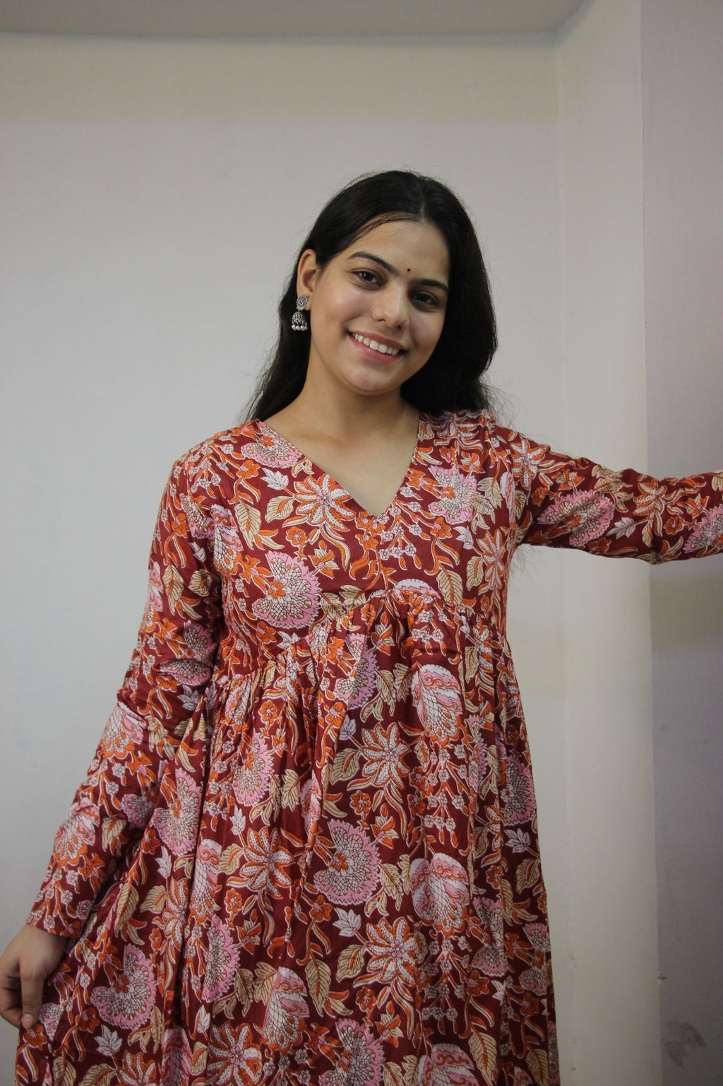 Blood Red Cotton Alia Cut Anarkali