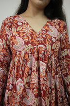 Blood Red Cotton Alia Cut Anarkali