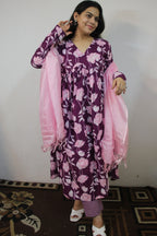 Violet Alia Cut Anarkali with Pant and Kota Doriya Dupatta