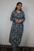 Blue Alia Cut 3-Piece Suit Set with Kota Doriya Dupatta