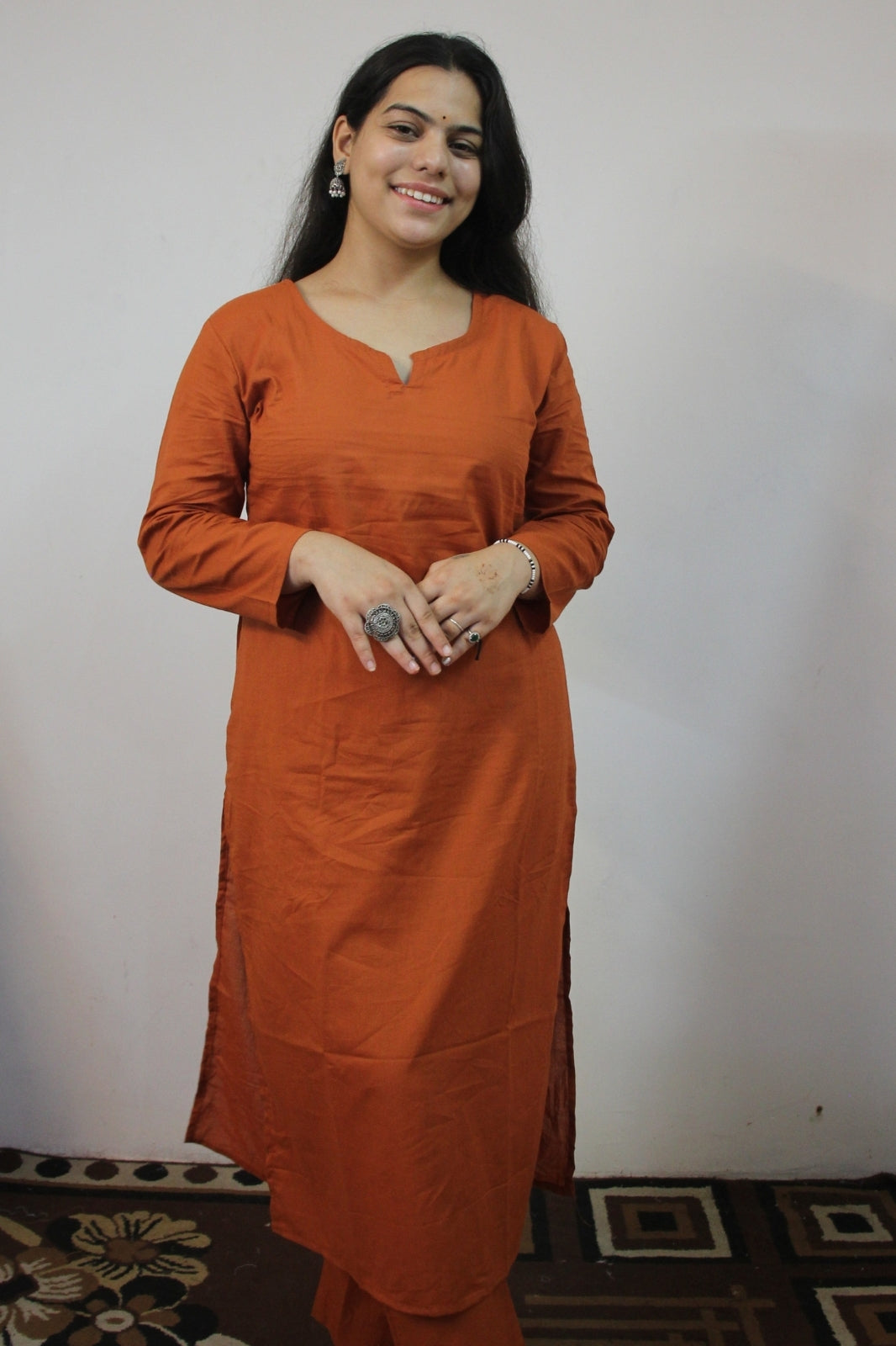Brick Colour Kurti with Pant