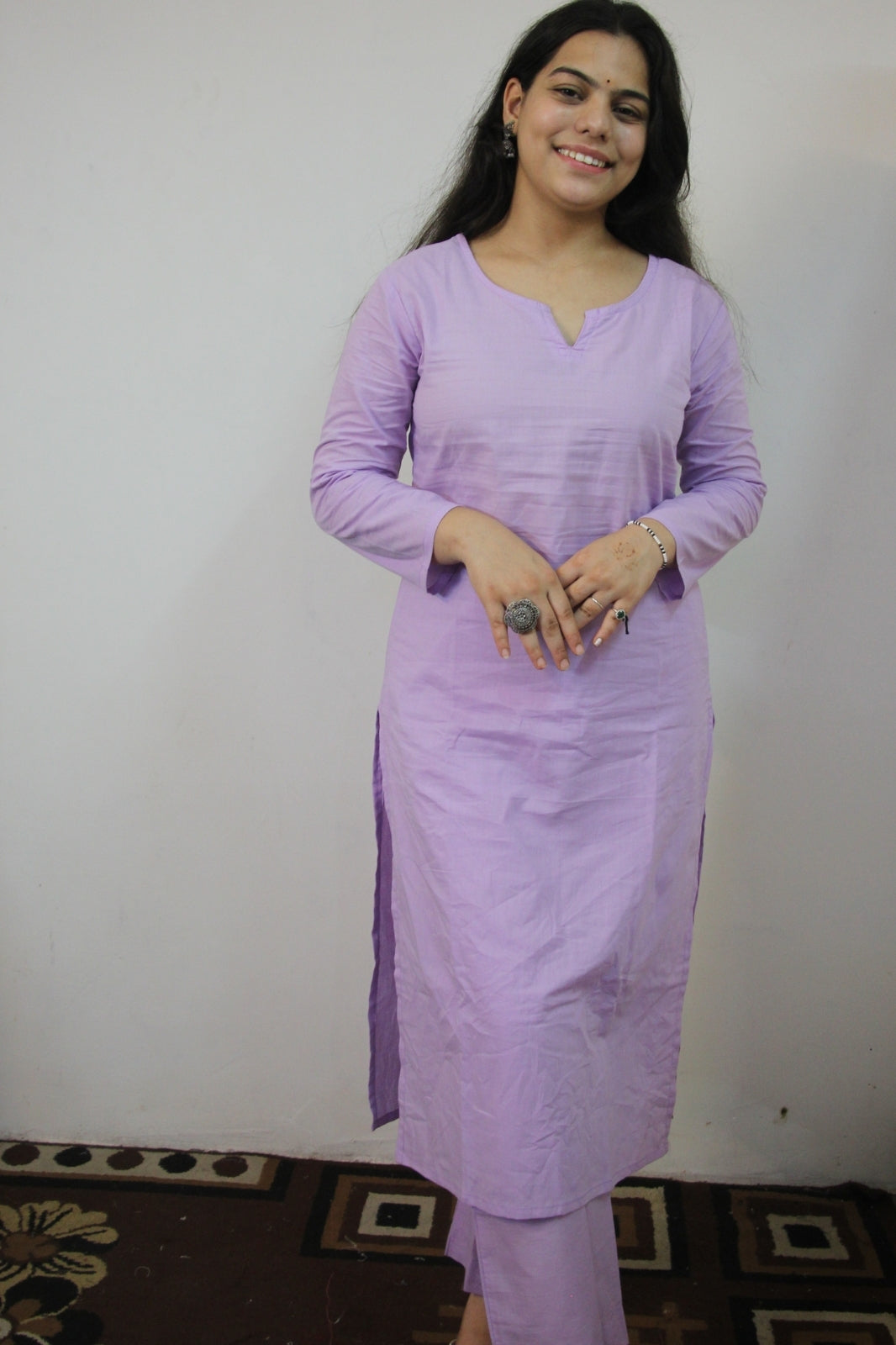 Purple colour plain cord set
