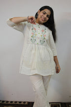Elegant White Khadi Cord Set