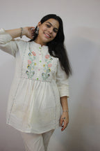 Elegant White Khadi Cord Set