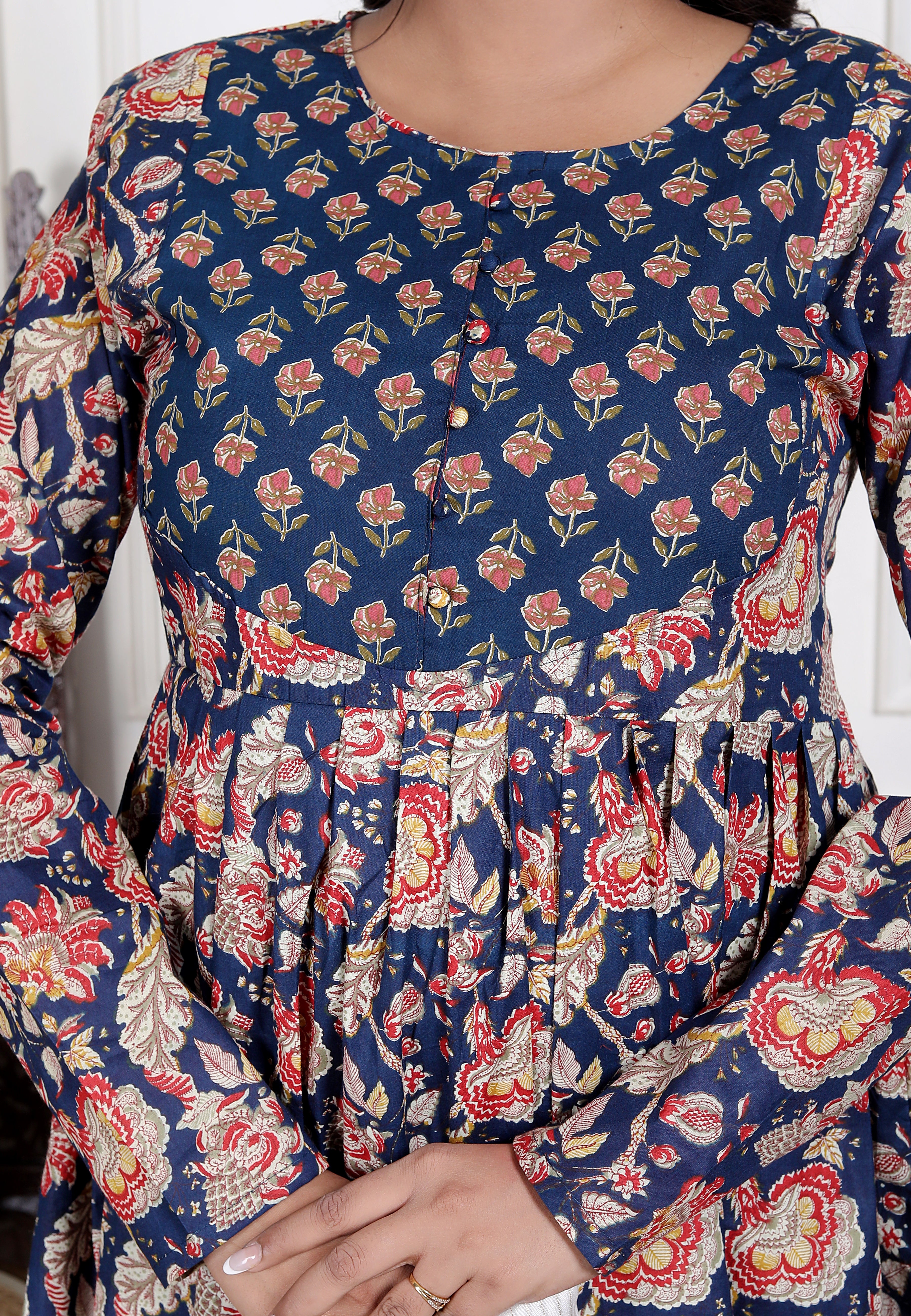 Indigk ble long anarkali cord set