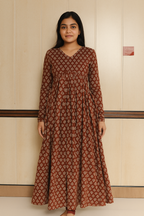 Brown cotton alia cut kurti