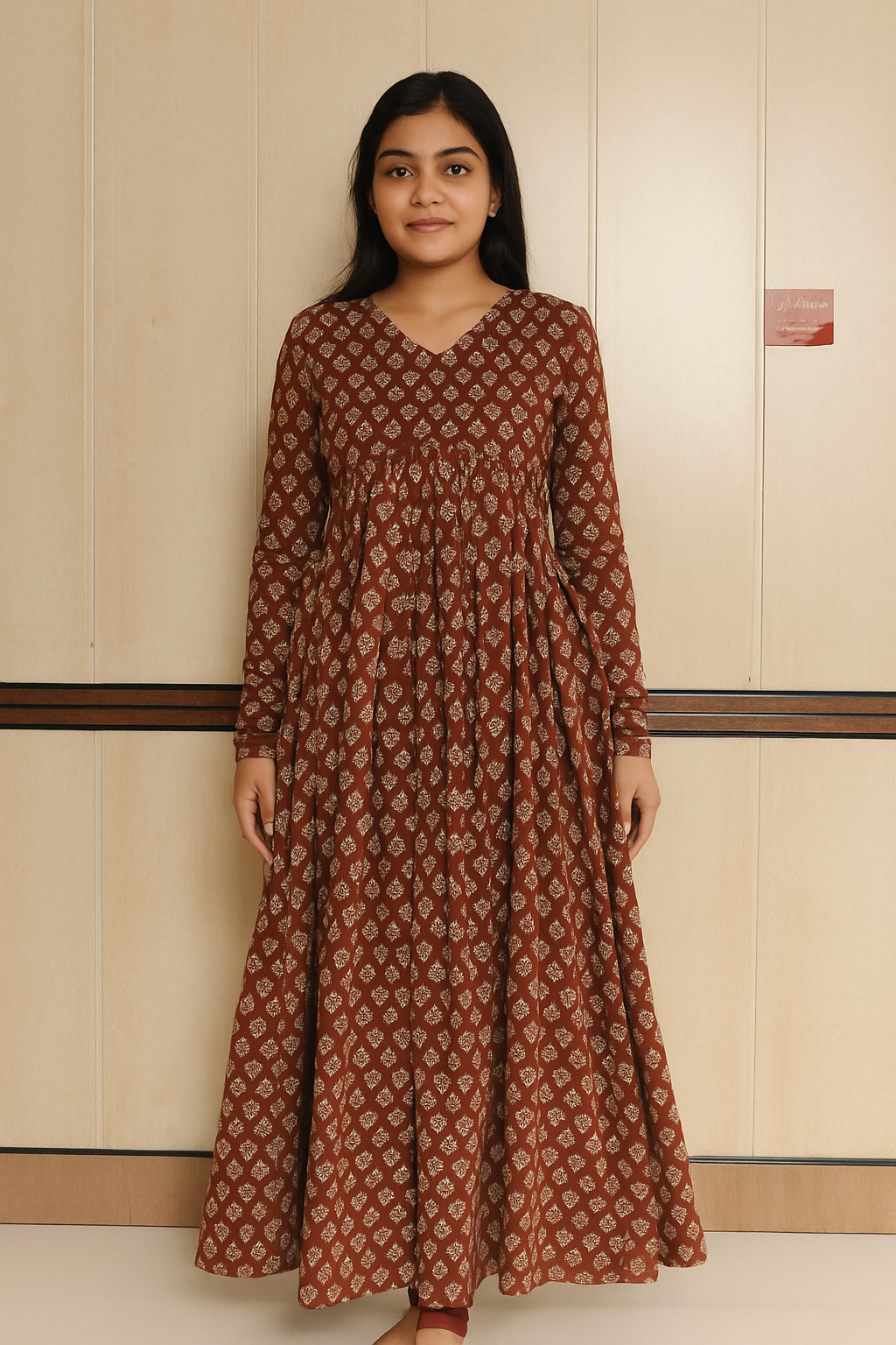 Brown cotton alia cut kurti