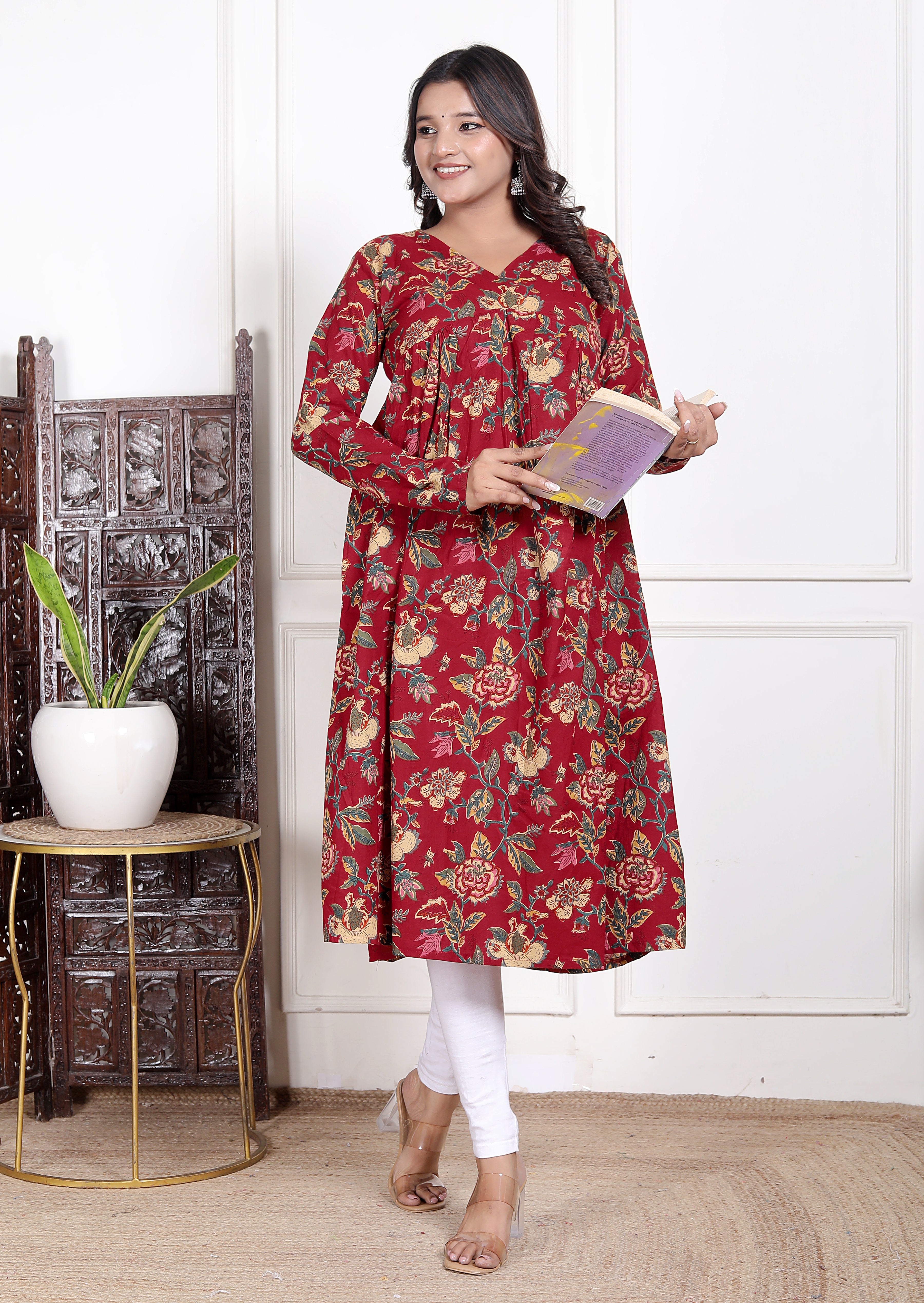 Red alia cut anarkali
