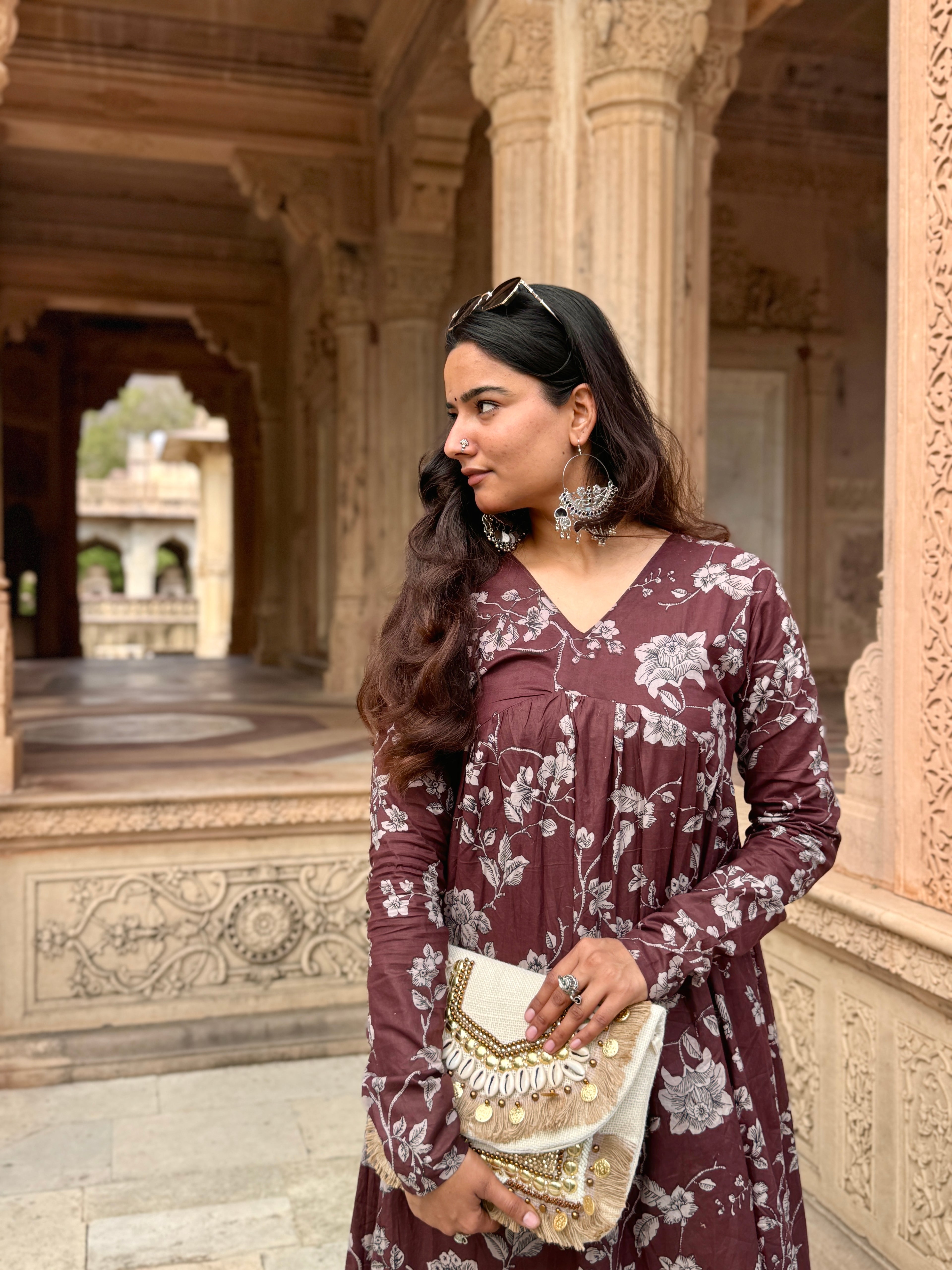 Brown alia cut kurti with pant